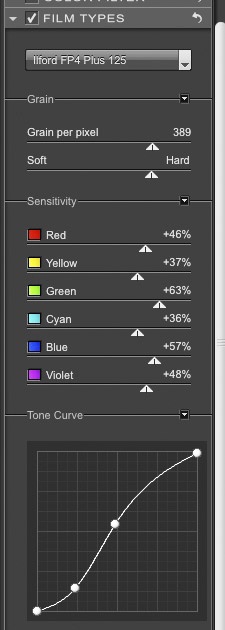 You can modify the preset film filters or define your own.