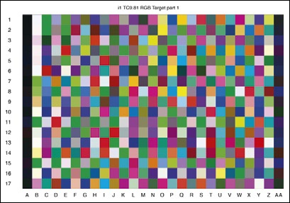 Standardized digital target image for the creation of print profiles (© Bill Atkinson, size reduced)