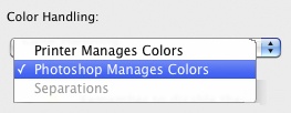 Color Handling options in Photoshop CS’s Print dialog