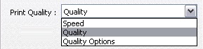 The available quality settings are also influenced by the selected media.