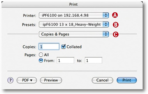 Basic Mac OS X print dialog