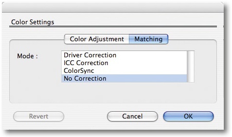 Driver color management set to No Correction