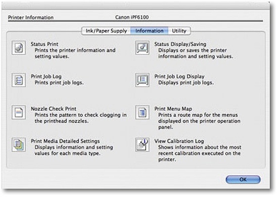 Printer information and maintenance utilities