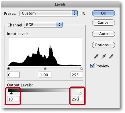 Set your tonal values within the range limited by your printer’s black and white points.