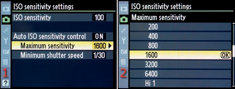 Auto ISO sensitivity control – Maximum sensitivity
