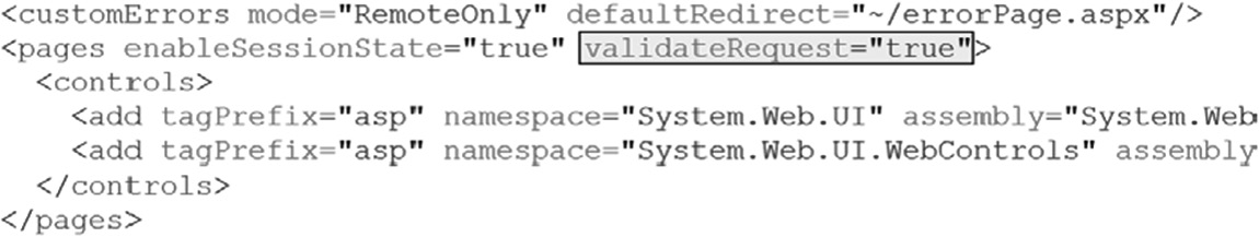 Image of validateRequest configuration