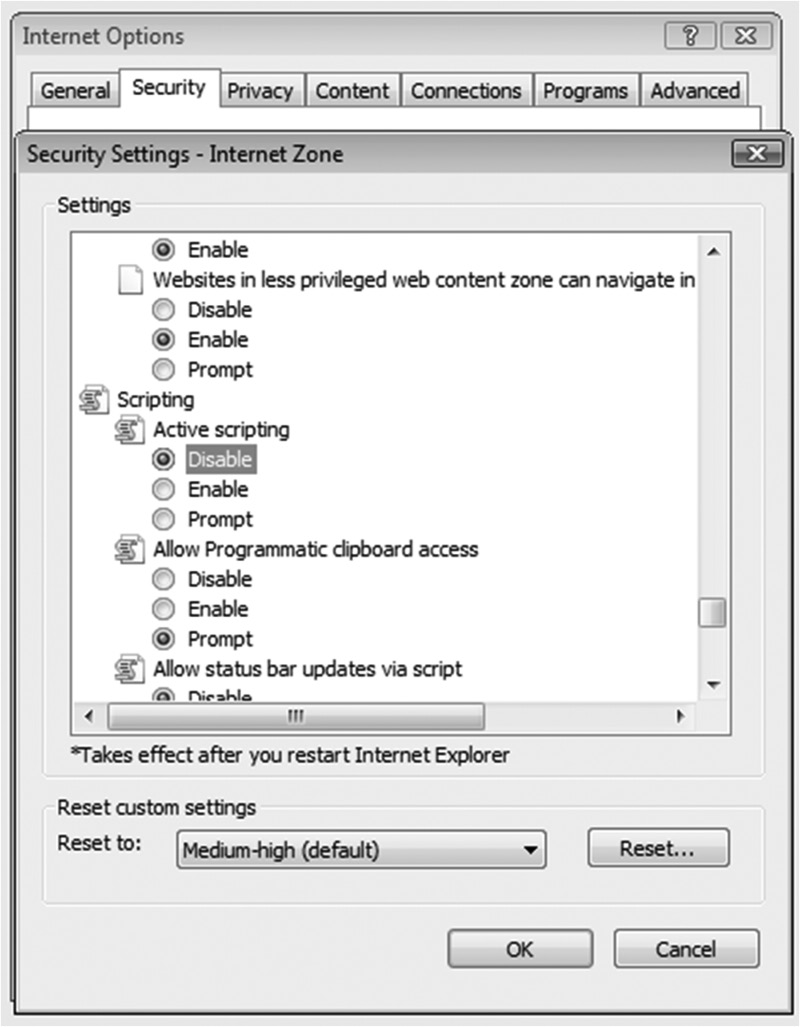Image of Active scripting disabled