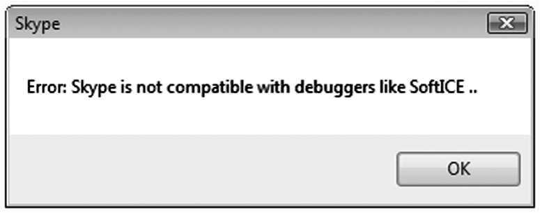 Image of Program incompatibility with debugger warning