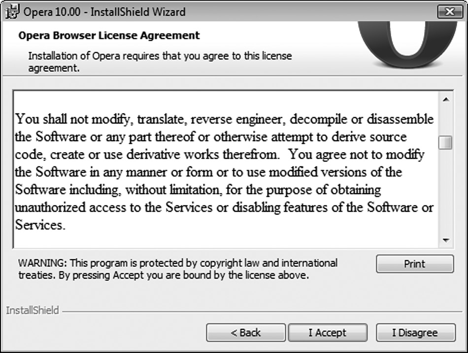 Image of Example of a EULA (for Opera 10)