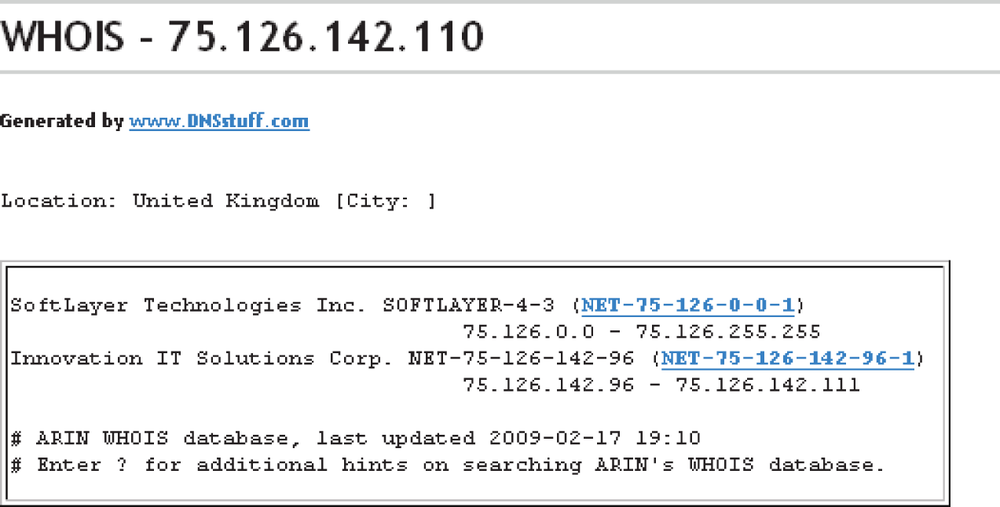 WHOIS data for 75.126.142.110