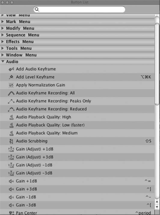 Figure 1-3 The button list.