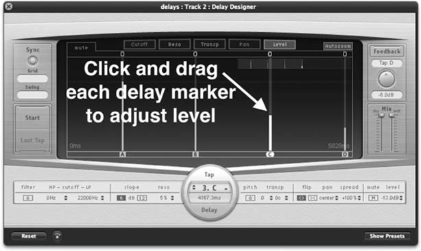 Figure 8-19 Adjusting the level of the delay.