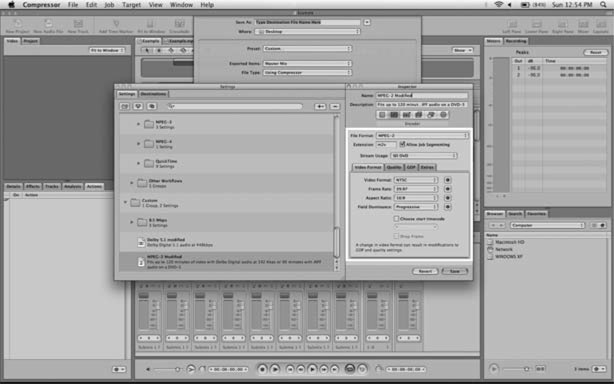 Figure 10-13 Editable options for the format of the outputted video can be found under the Video Format tab of the Encoder pane on the Inspector window. Make sure to match these settings with the original video file to avoid a distorted video image.