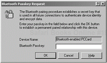 The screen shot shows a user being prompted to enter a Bluetooth Passkey before two devices can have a trusted relationship. (Courtesy of TDK Systems Europe.)