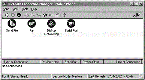 The screen shot shows a typical set of attributes that may be seen when discovering GWs (the 3Com Bluetooth Connection Manager has discovered the services available from a mobile phone).
