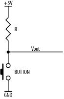 Pull-up resistor and a push button
