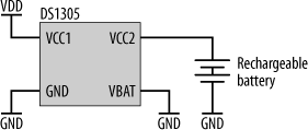 Using the DS1305 with a rechargeable battery