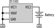 Using the DS1305 with a battery as its only power source