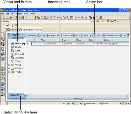 The Mail Navigation pane with the Inbox selected.