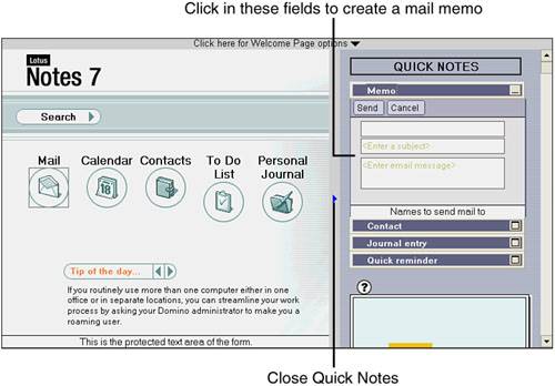 To close Quick Notes, click the small blue triangle to the left of Quick Notes. Resize the Quick Notes window by dragging the left border of the Quick Notes frame.