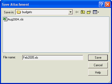 The Save Attachment dialog box. When you choose Save All, the title of this dialog box says “Save Attachments To:” and it will save all the attachments in your email to the folder you indicate.