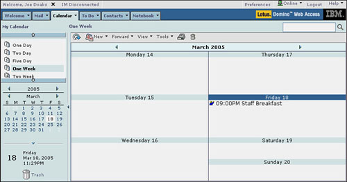 You click on New to create a Calendar Entry.