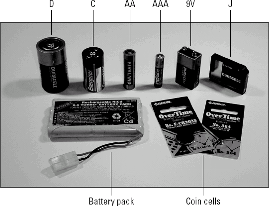 Different sizes and shapes of batteries are intended for different uses.