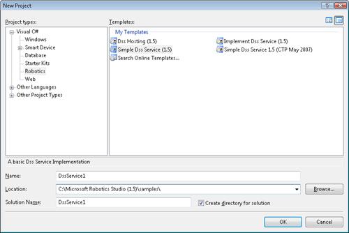 Included with MSRS is a Visual Studio template that creates the basic structure for a DSS service.