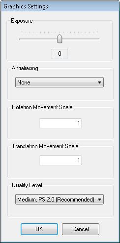 The Graphics Settings dialog box provides access to commonly used settings that apply to multiple simulations.