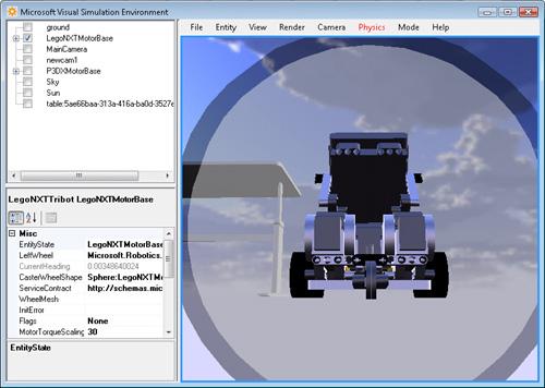 Using the Ctrl and arrow keys, you can focus in on a selected entity and view all sides such as the rear view of the LEGO NXT.