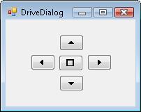 The DriveDialog represents a simple service that you can use to drive a single robot using the button controls. It also initiates a Windows dialog box whenever a bumper is pressed.