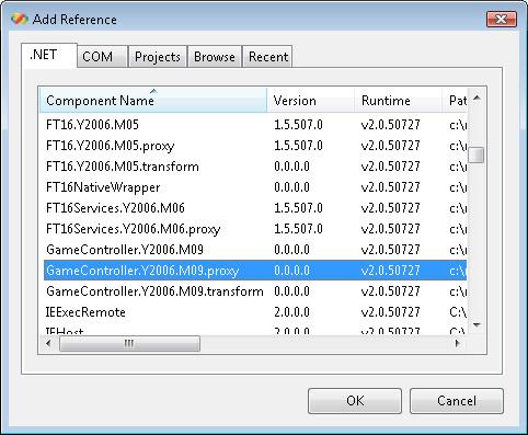 The Add Reference dialog box is used to add references to external assemblies.