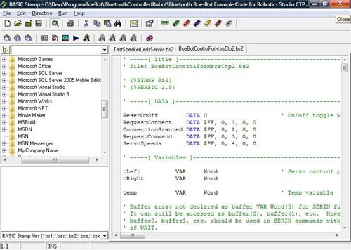 The BoeBotControlForMSRSCtp2.bs2 PBASIC program must be downloaded to your Boe-Bot using the serial or USB connection before you can control the robot using MSRS.