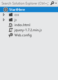 jQuery now shows up within Solution Explorer after adding it to the project.