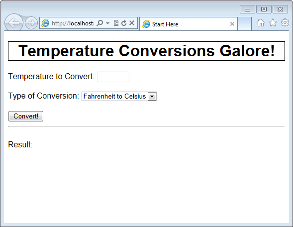 The newly styled temperature-conversion form.