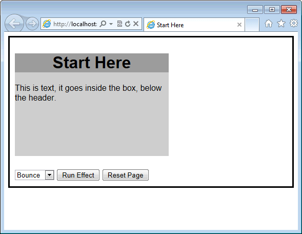 Building a test page for jQuery UI effects.