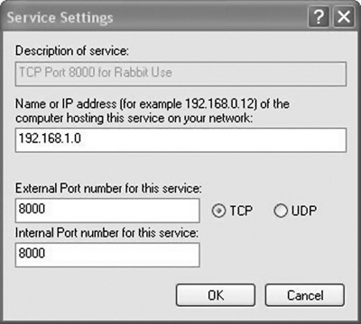 Adding a Setting for TCP Port 8000 in Windows XP Professional