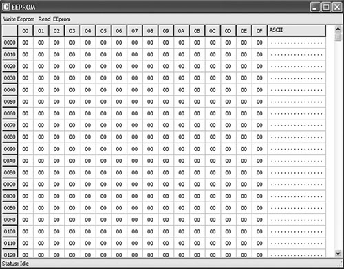 Display of EEPROM memory