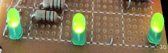 Brighter-left indicator LEDs as seen from left-side of robot