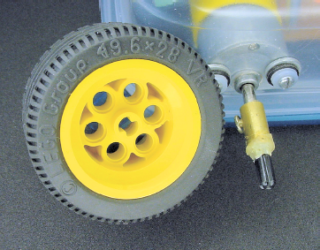 LEGO wheel (left) and coupler on motor (right)