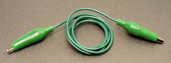 A jumper lead is alligator clips with a connecting wire.