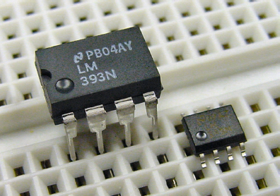 LM393N is DIP (left), LM393M is SOIC narrow (right)