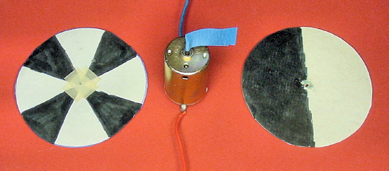 Black and white segmented discs and a masking tape flag can help in measuring RPM