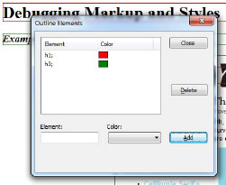 The Outline Elements dialog