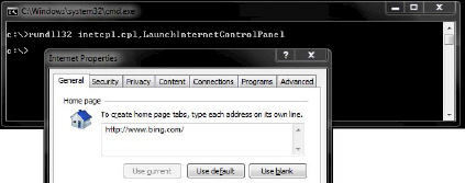 Resultant Internet Properties window from a call to LaunchInternetControlPanel
