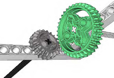 Pair of Double Bevel gears meshing at 90 degrees.