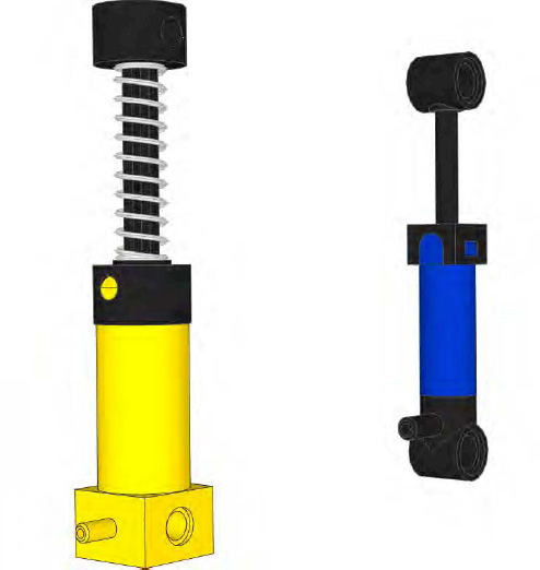 LEGO pneumatic pumps large ( left ) and small ( right )