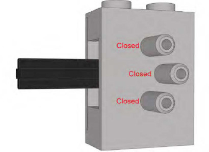 This LEGO air switch in the middle position closes all ports.