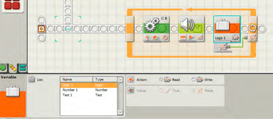 Add another VARIABLE block inside the loop and configure it to Read the Logic 1 value.