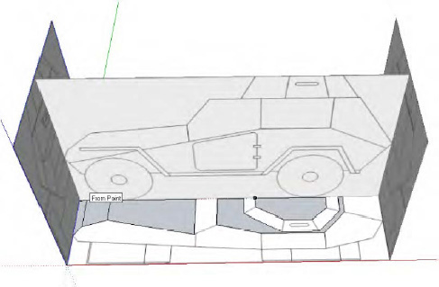 Outline of top surface of model